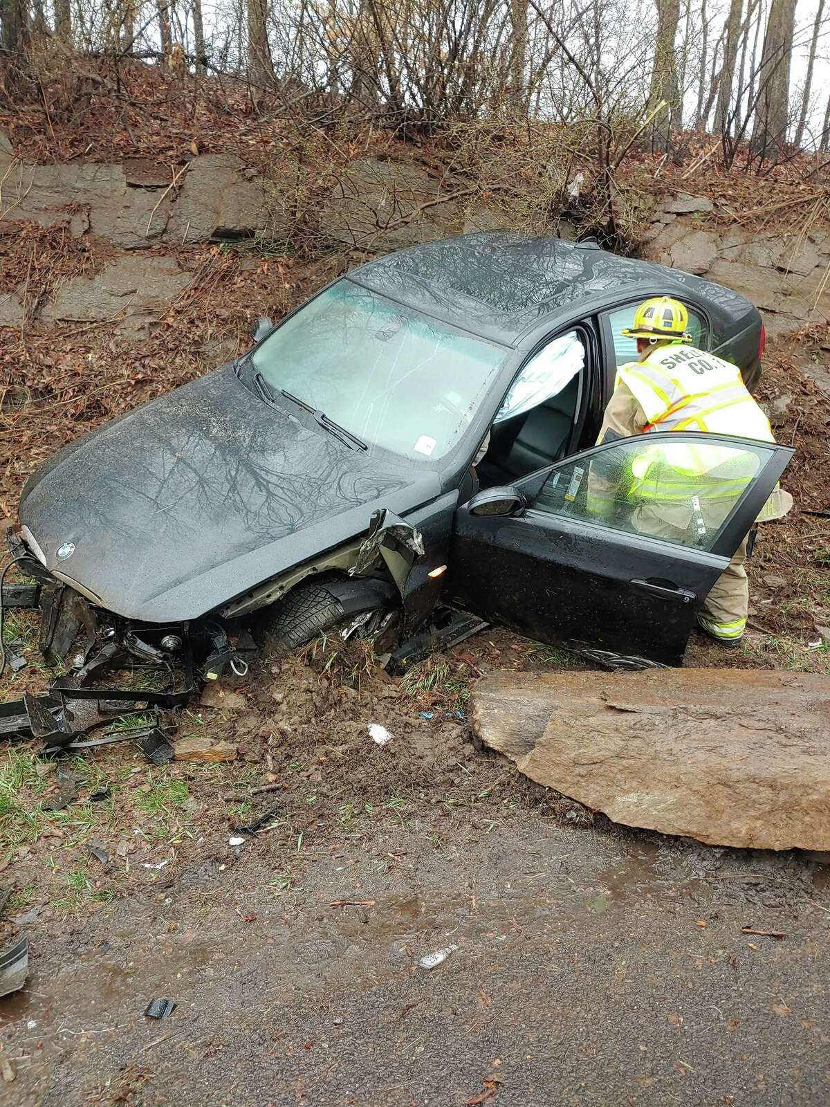 Shelton emergency crews responded to a one-vehicle accident on Route 8 near exit 12 Thursday, March 19, about 8:30 a.m.