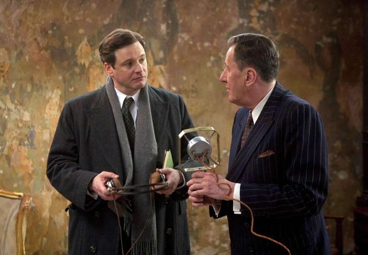 Collin Firth, left, and Geoffrey Rush are shown in a scene from, “The King’s Speech.”
