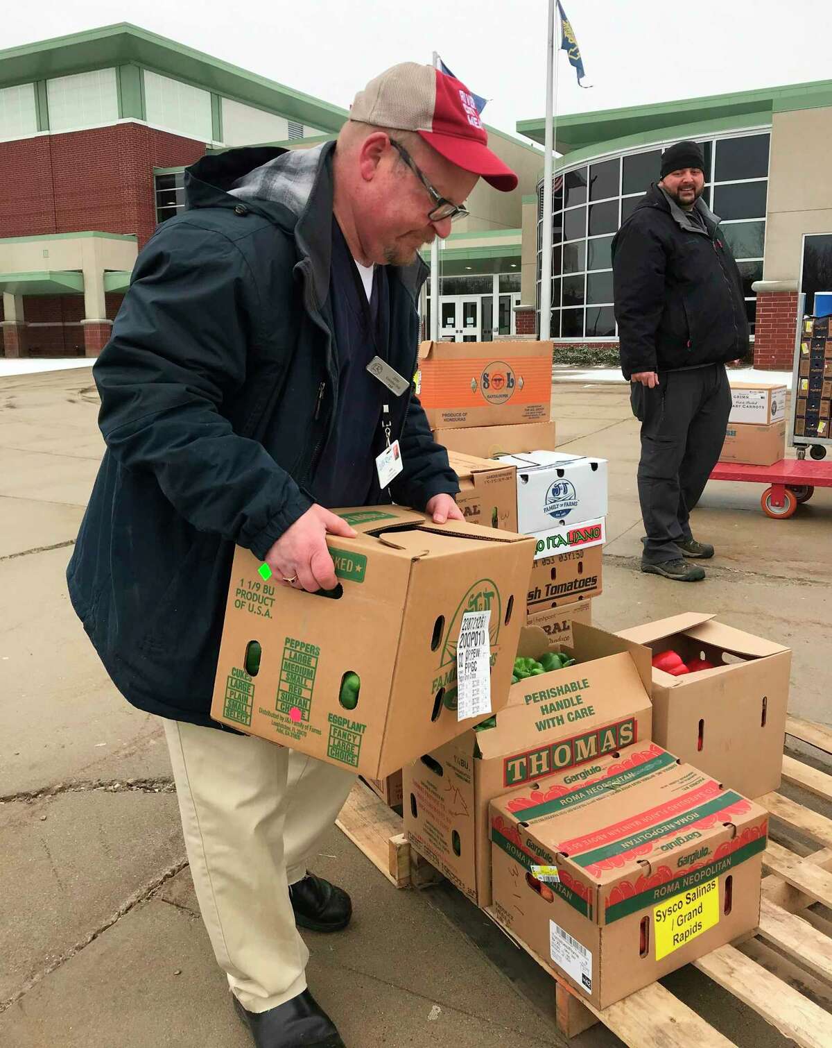 Employees from the Little River Casino Resort donate items to the Manistee Area Public Schools breakfast and lunch program that is serving meals to children 18 years and younger while school is out of session. (Courtesy photo)