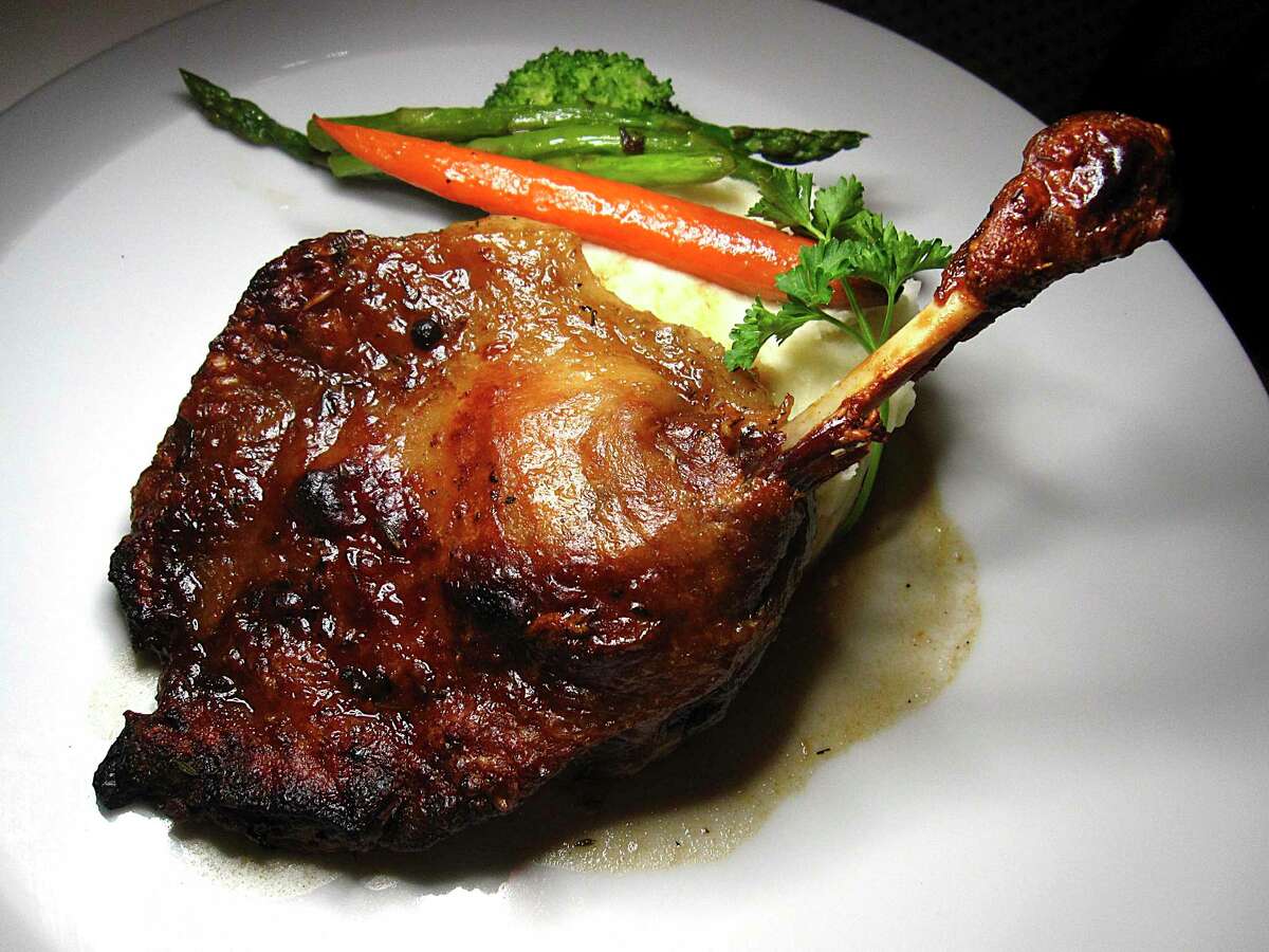 Duck confit with mashed potatoes and vegetables from Bistro9, the new French restaurant from chefs Damien Watel and Lisa Astorga-Watel in San Antonio’s Alamo Heights neighborhood. There’s no need to fret over fancy menu terms and descriptions.
