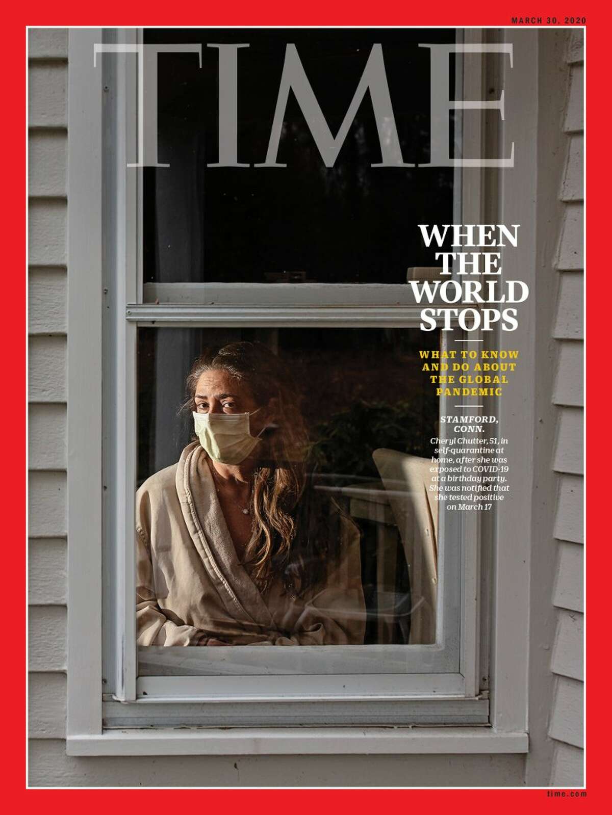 Stamford resident Cheryl Chutter is featured on one of TIME Magazine's coronavirus issues.