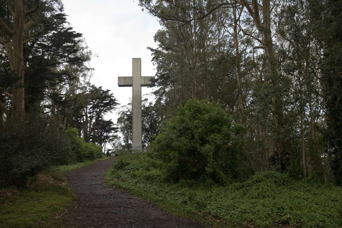 The trail that leads to the Mount Davidson Cross at the top of Mount Davidson in San Francisco on March 20, 2020.