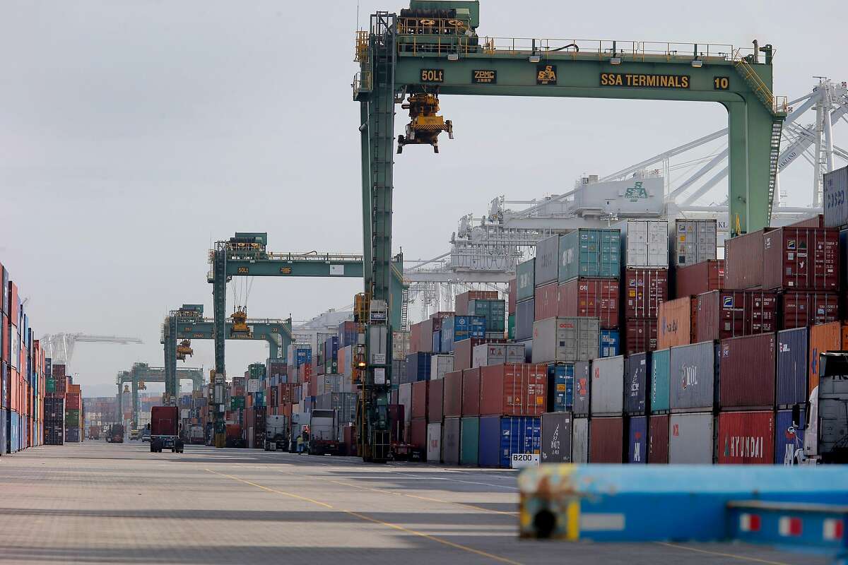A view of the SSA Terminals at the Port of Oakland Wednesday December 17, 2014. Truck drivers at the Port of Oakland often face long waits to get inside the terminals and pick up containers.