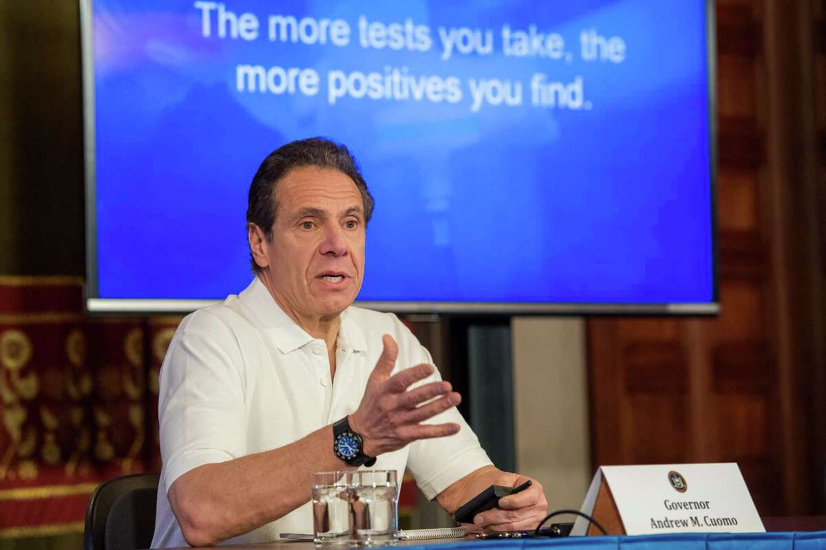 Gov. Andrew Cuomo holds a press briefing on Coronavirus on Saturday, March 21, 2020, in the Red Room at the Capitol in Albany, NY. (Office of Gov. Andrew Cuomo)