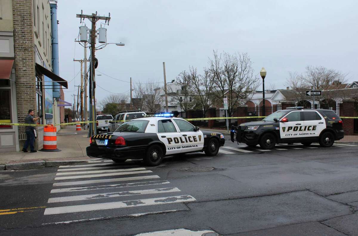 Police blocked off Elizabeth Street Monday morning after three people were found dead in a garage.