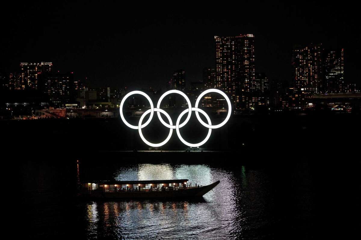 The Olympic rings are seen in Tokyo's Odaiba district on March 23, 2020.