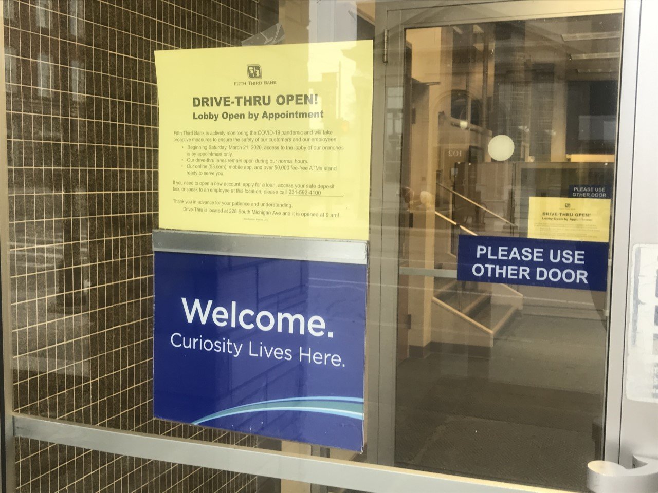 Local banks move to drivethru only during coronavirus threat