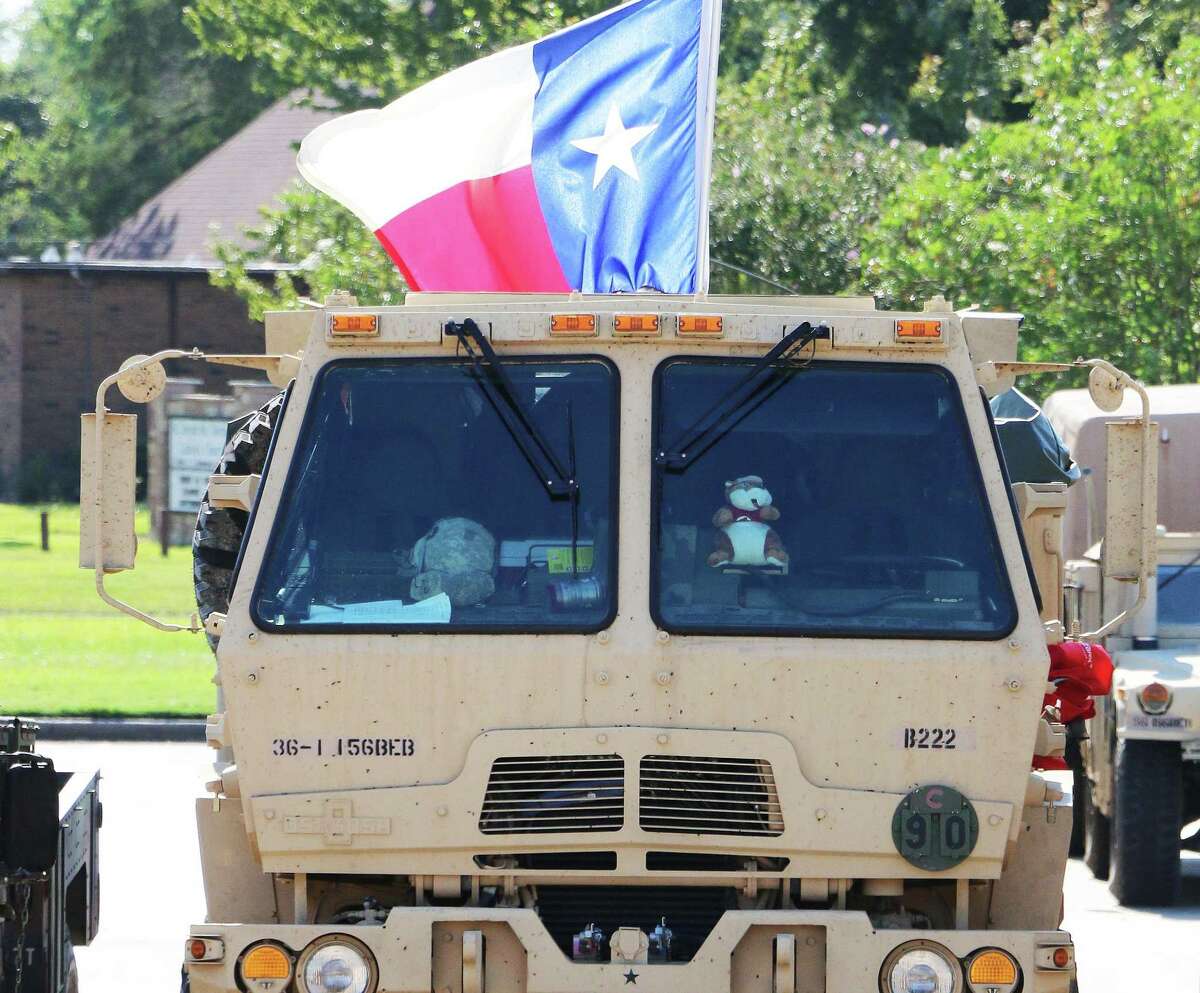 This military vehicle, a part of the Texas National Guard 636th Brigade Support Battalion fleet, was clearly Texan flying the Lone Star in the back but in plain view during Hurricane Harvey recovery in Dayton in 2017.