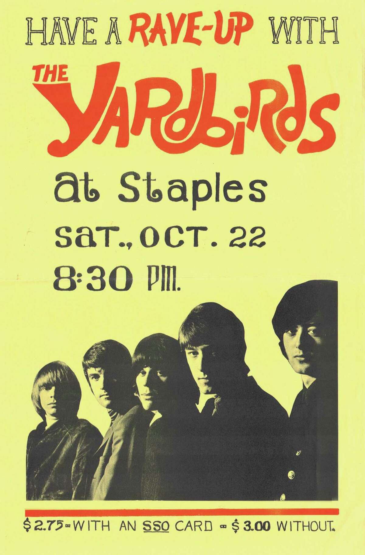 A poster for the Yardbirds concert at Staples High School.