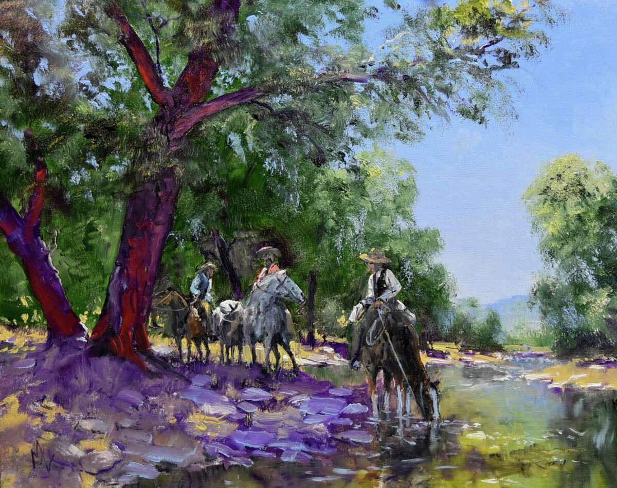 Michael Ome’s “Untied Rangers on the Guadaloupe” is among the works featured in the “Night of Artists” exhibit on the Briscoe Western Art Museum’s website.