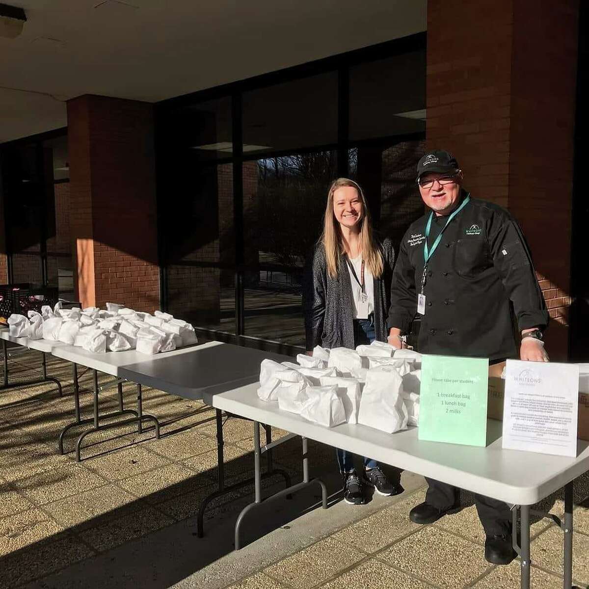 On Fridays, Shelton public schools, in conjunction with Whitsons Food Service, is offering bagged breakfast and lunch free for Saturday and Sunday. School officials as that people bring a bag to transport the food.