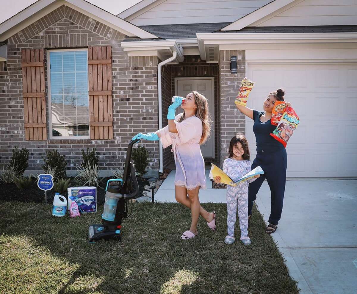 Houston-based photographer Yuli Vargas came up with the idea of a creative neighborhood photo shoot.  She captured how her neighbors were surviving "Pandemic 2020" and staying safe.
