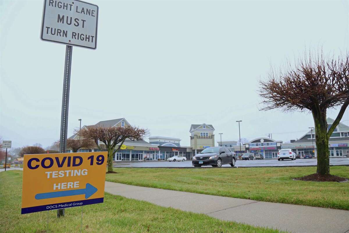 A sign of the times at the Tunxis Hill Shopping Center on Sunday, March 29, 2020, in Fairfield, Conn.