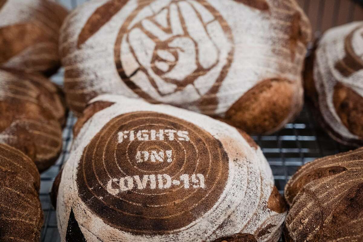 A close up of baked bread at Daily Driver in San Francisco, Calif. on Saturday March 28, 2020. The Bagel spot has been preparing breakfasts to be delivered to Hospital workers at UCSF as a part of Feed the Line