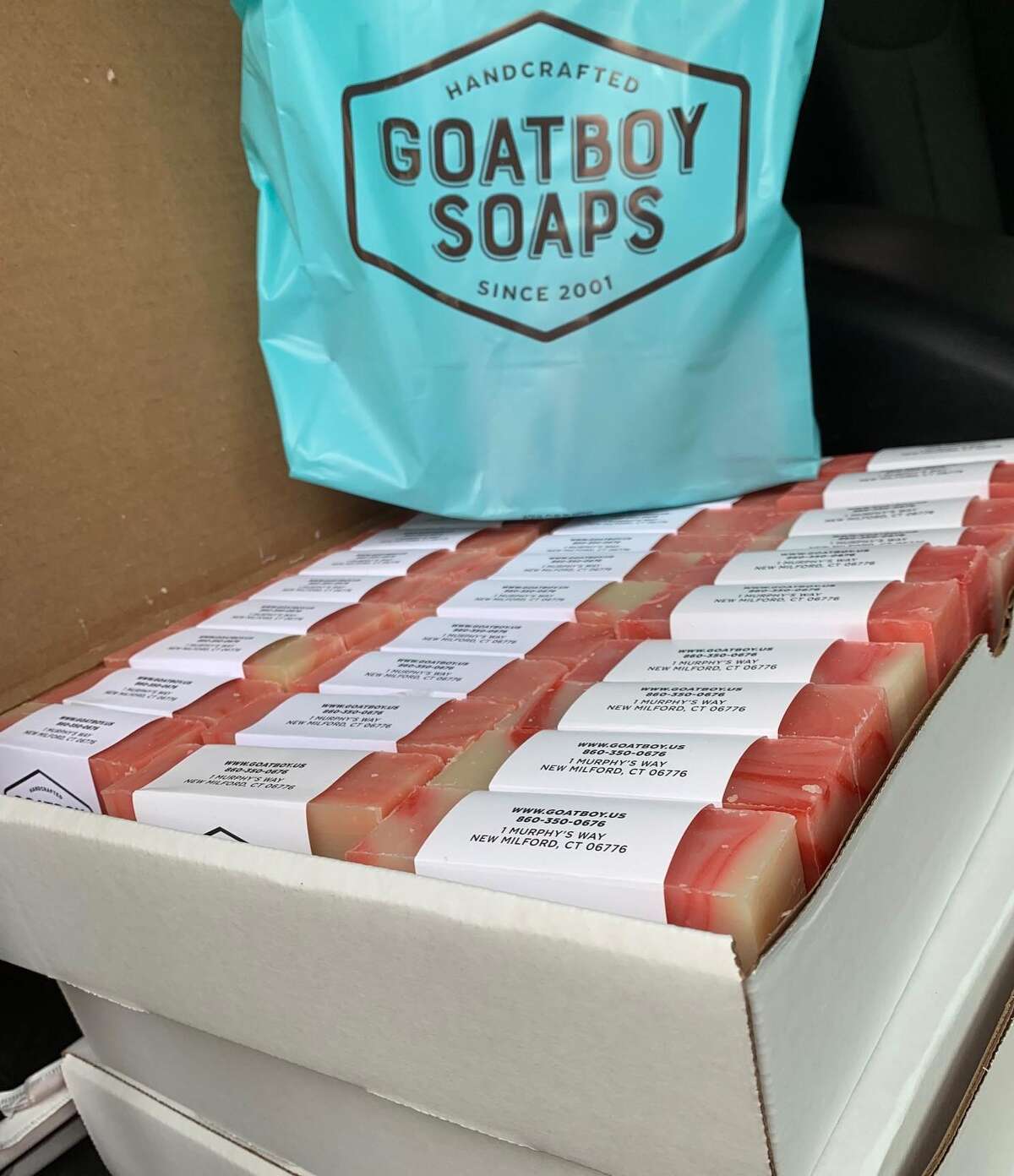 Bill Buckbee of New Milford purchased 100 bars of soap from Goatboy Soap in town and delivered them to those over the past few days.