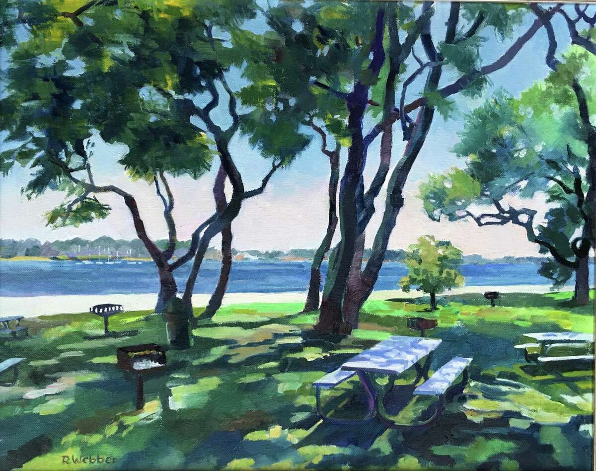Spectrum Gallery & Store's new show, Shadow Dance, is available to view online. Above, “Summer at Esker Point,” oil, Rosemary Webber.