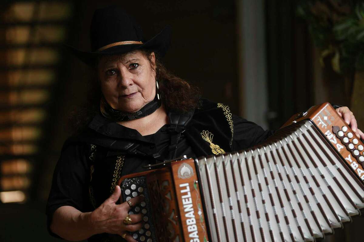 Eva Ybarra, often called the queen of the accordion, makes much of her income from restaurant gigs. She says she’s worried about how she’s going to pay her rent now.