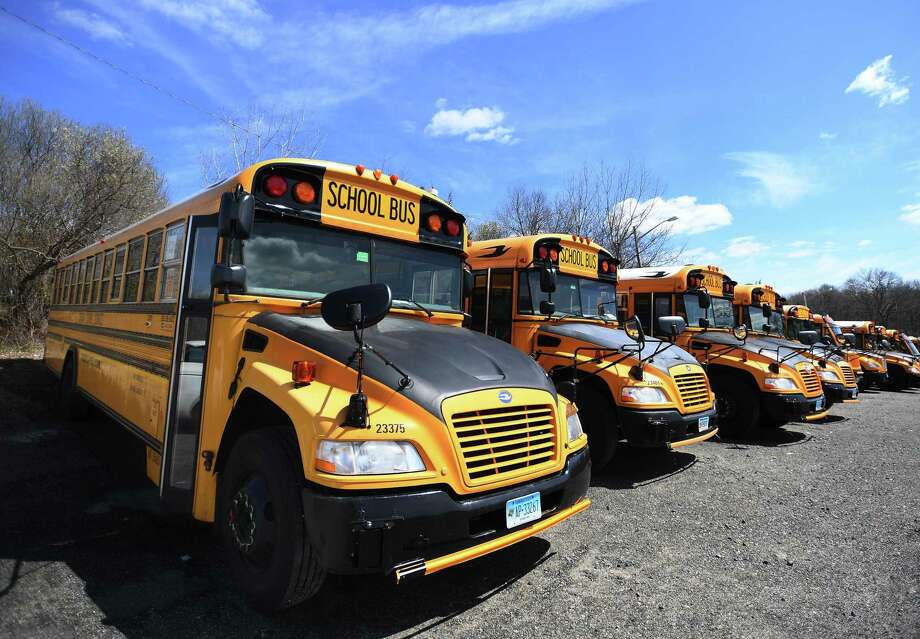 File photo of school buses parked in Trumbull, Conn., on Wednesday, April 1, 2020. Photo: Brian A. Pounds / Hearst Connecticut Media / Connecticut Post