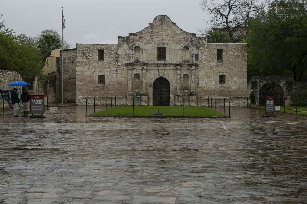 An empty Alamo Plaza on March 20, 2020.