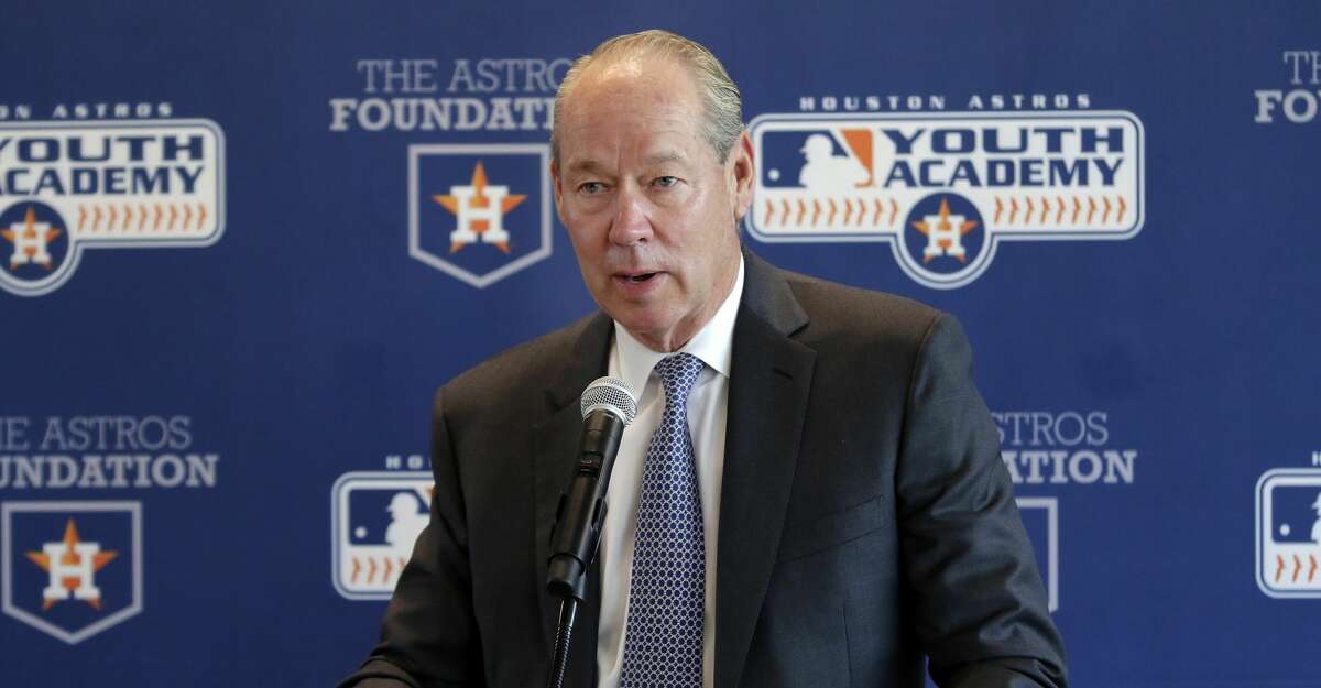 Jim Crane, owner of the Houston Astros, speaks during dedication ceremonies of the Bob Watson Education Center at the Astros Youth Academy Thursday, Mar. 5, 2020 in Houston, TX.
