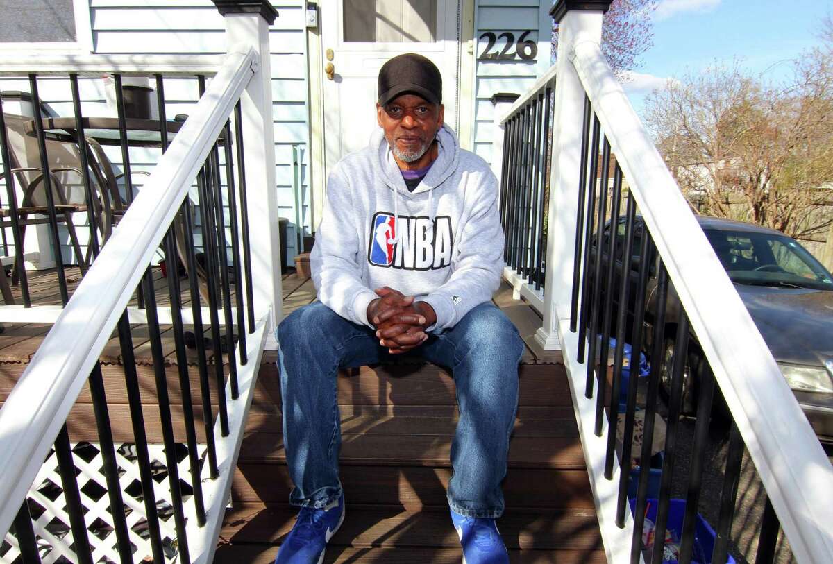 Lorenzo Elder, candidate for Stratford Board of Zoning Appeals, poses at his home in Stratford, Conn., on Wednesday April 1, 2020.