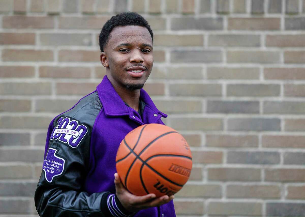 Morton Ranch High School basketball player LJ Cryer, photographed in his front yard in Katy, Monday, March 30, 2020.