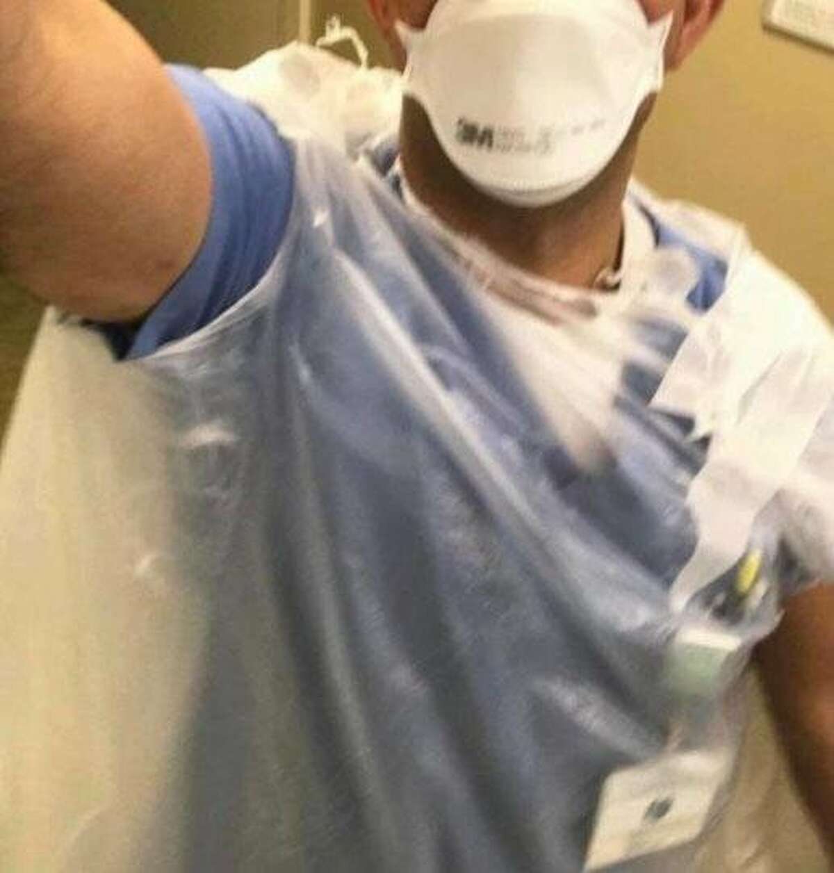 John Pearson, an emergency room nurse at Highland Hospital in Oakland, posted this photo of nurses wearing trash bags for personal protection equipment to Twitter�on March 30, 2020.