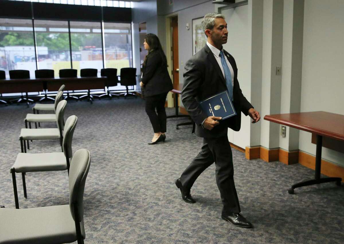 Mayor Ron Nirenberg exits a conference room on Wednesday, Mar. 18, 2020. Nirenberg said Thursday he wants to extend the city’s stay-at-home order through April 30.