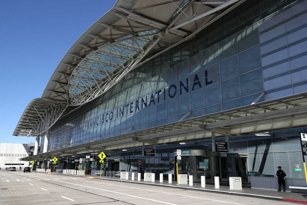 The road in front of the International Terminal at San Francisco International Airport on April 2, 2020.