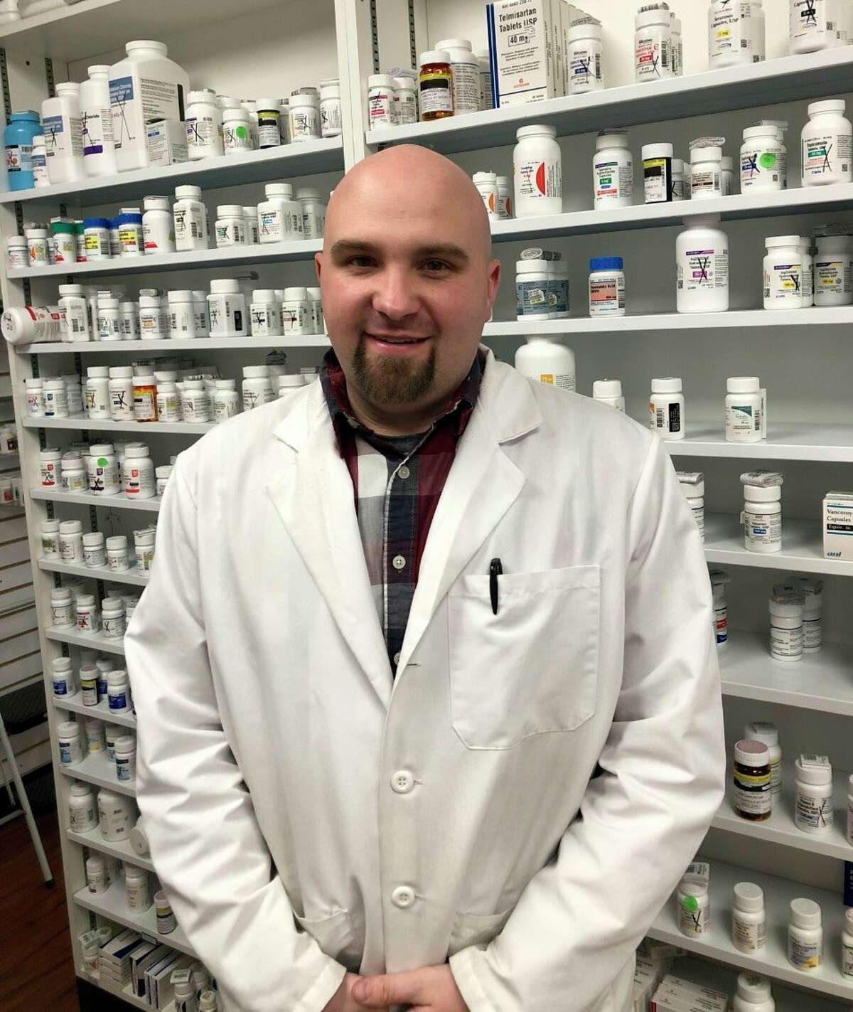 Pharmacist Brent Beemer, with Canadian Lakes Pharmacy in Stanwood, said it is important the business stays open at this time to continue to keep area residents healthy and provide them with the medications they need. (Courtesy photo)