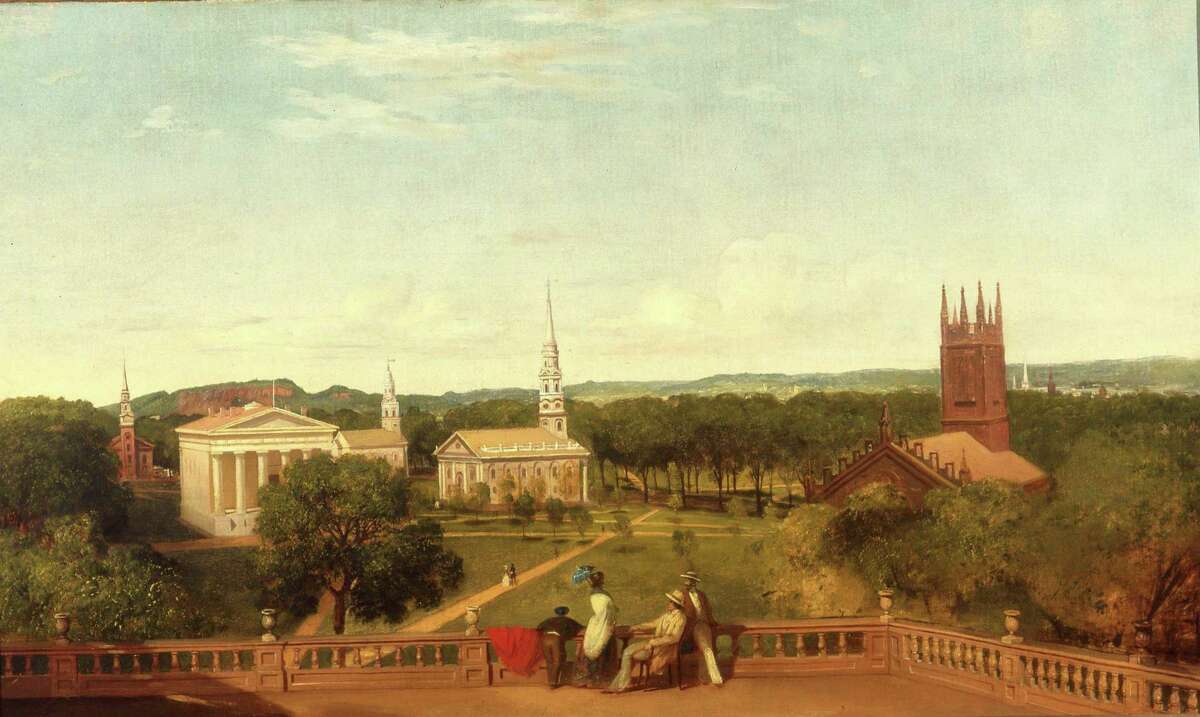The New Haven Green in another era, as seen in the New Haven Museum’s collection.