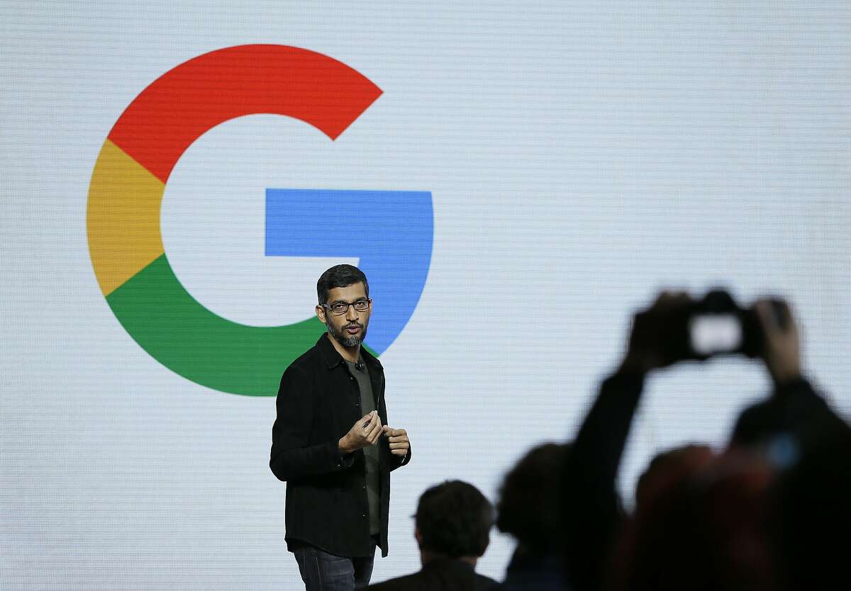 FILE - In this Tuesday, Oct. 4, 2016, file photo, Google CEO Sundar Pichai speaks during a product event in San Francisco. Pichai has declared artificial intelligence more important to humanity than fire or electricity. (AP Photo/Eric Risberg, File)