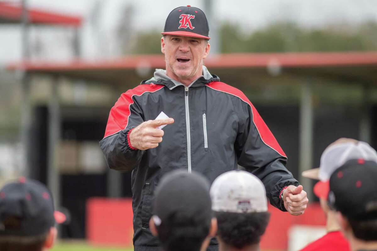 Coach Craig Jones tells the team what he expects of them as the Kirbyville baseball team takes the field for their first day of practice on January 31, 2020. Fran Ruchalski/The Enterprise