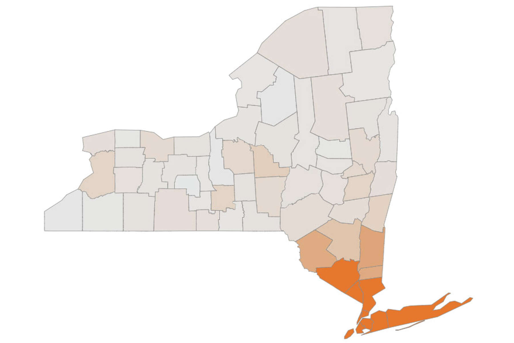 Map of coronavirus in New York