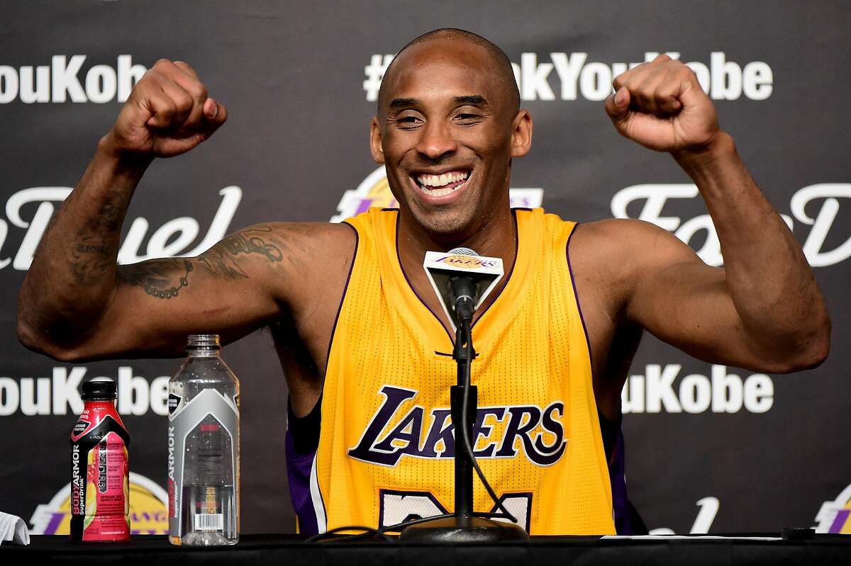 FILE - APRIL 4, 2020: Players Kobe Bryant, Kevin Garnett, Tim Duncan and Tamika Catchings and coaches Rudy Tomjanovich, Kim Mulkey, Barbara Stevens and Eddie Sutton have been selected as the 2020 inductees into the Naismith Memorial Basketball Hall of Fame. LOS ANGELES, CA - APRIL 13: Kobe Bryant #24 of the Los Angeles Lakers smiles during the post game news conference after scoring 60 points in the final game of his NBA career at Staples Center on April 13, 2016 in Los Angeles, California. NOTE TO USER: User expressly acknowledges and agrees that, by downloading and or using this photograph, User is consenting to the terms and conditions of the Getty Images License Agreement. (Photo by Harry How/Getty Images)