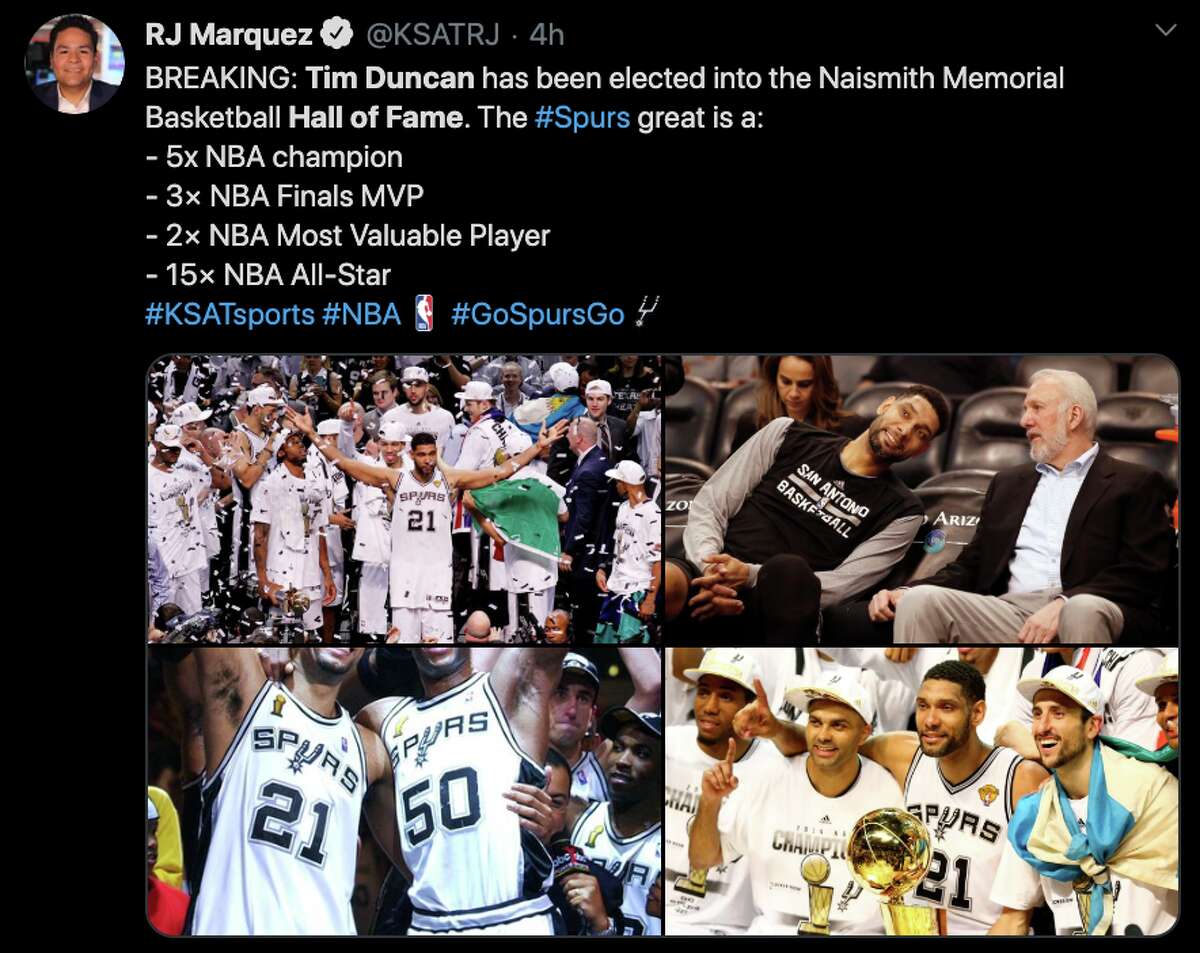 Fans react to Tim Duncan's 2020 Hall of Fame induction on Twitter.