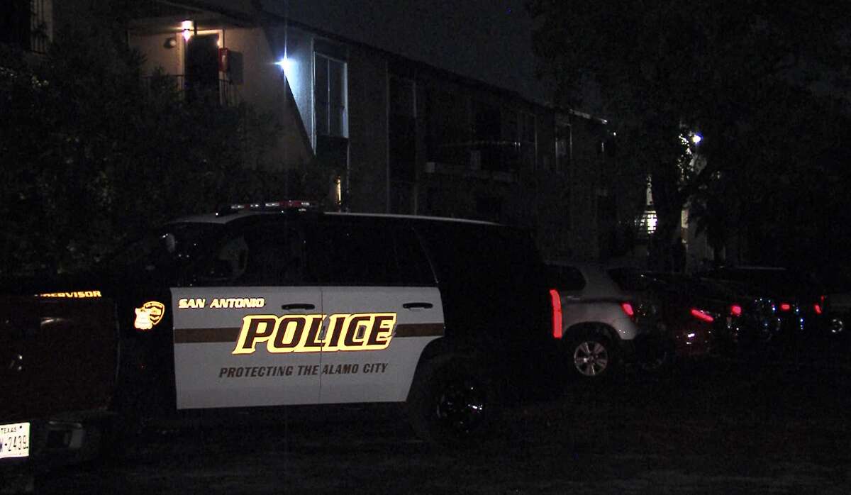 San Antonio police investigate a shooting on the Northwest Side on Sunday, April 5, 2020.