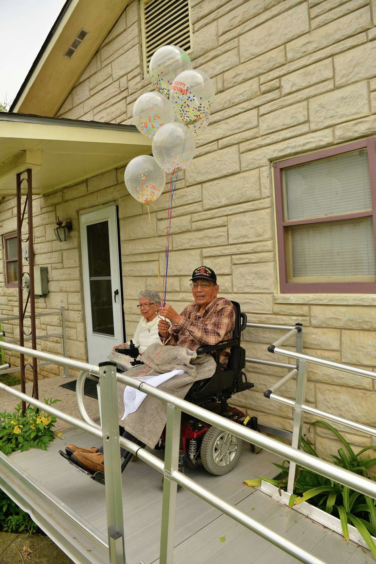 Celestino Rodriguez, 95, and his wife Stella 91, celebrated their 67th wedding anniversary and well as his 95th birthday Sunday as family members caravaned to their home and sang to them.