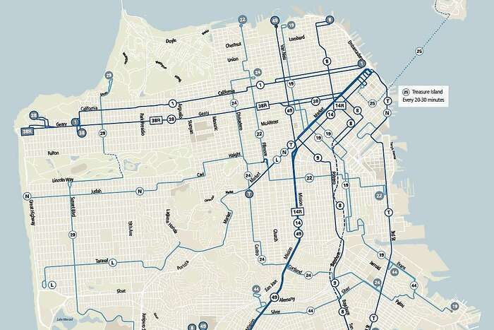 Coronavirus Muni announces the 17 bus lines that will remain active in San Francisco image