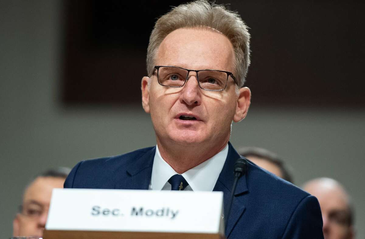 WASHINGTON, DC - DECEMBER 03: Acting Navy Secretary Thomas Modly testifies before the Senate Armed Services Committee in the Dirksen Senate Office Building on Capitol Hill December 03, 2019 in Washington, DC. Military secretaries and members of the Joint Chiefs testified about a new GAO report about ongoing reports of substandard military housing conditions and services.