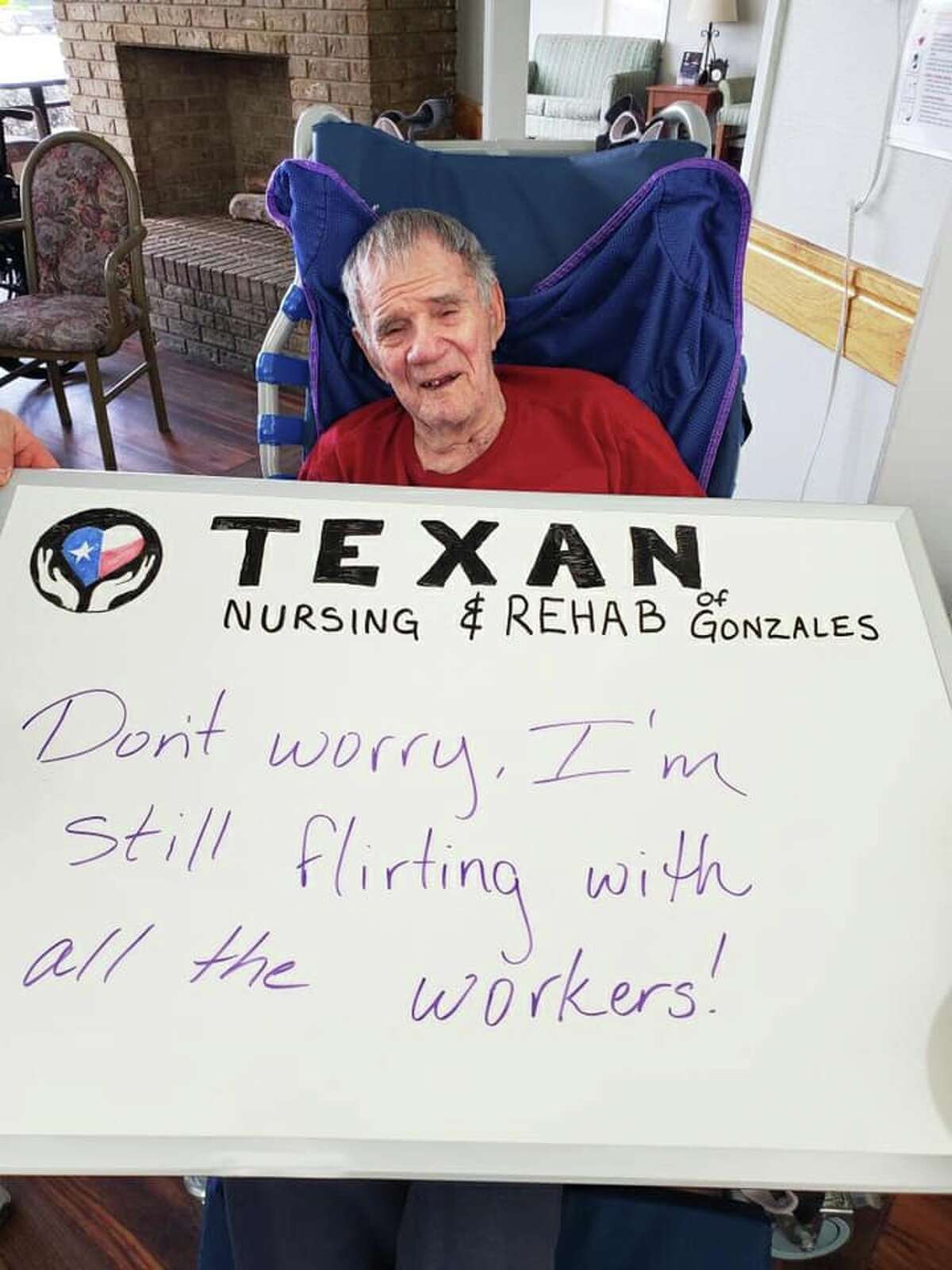 Texan Nursing and Rehab of Gonzales photographs messages from residents, then posts them on Facebook for families and friends to see.