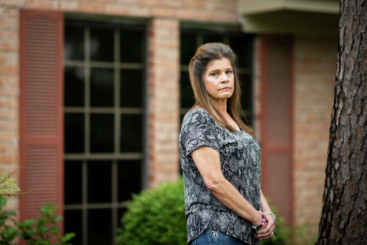 Rynda Scholwinski at her home on Tuesday, April 7, 2020, in Houston. Scholwinski’s husband is Raymond, a Harris County Sheriff's Deputy who is in critical condition fighting for his life from COVID-19.