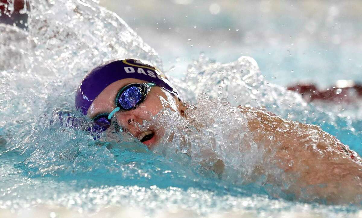 JoJo Daspit of Montgomery competes in the girls 100-yard freestyle during the Region VI-5A swimming championships at the Michael D. Holland Aquatic Center, Saturday, Feb. 1, 2020, in Magnolia.