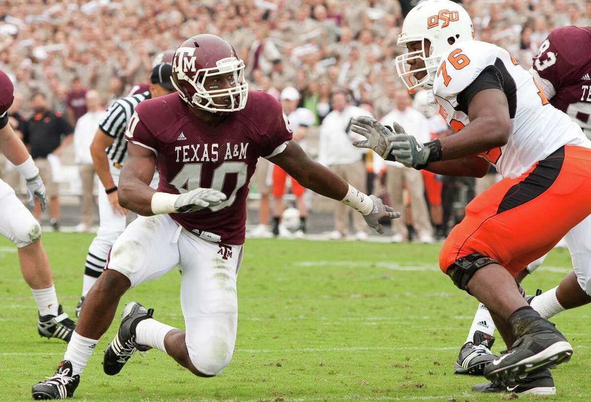 Texas A&M’s Von Miller, in action against Oklahoma State in 2008, went on to become a Super Bowl MVP with the Denver Broncos.