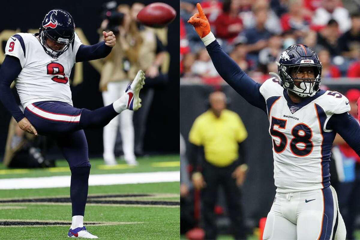 Punter Shane Lechler, left, and linebacker Von Miller earned NFL All-Decade honors for the 2010s at positions they didn't play after first arriving at Texas A&M.