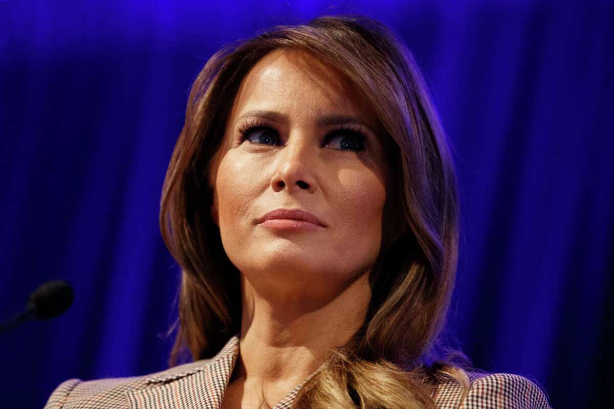 First lady Melania Trump pauses as she speaks at the at the National PTA Legislative Conference in Alexandria, Va., Tuesday, March, 10, 2020. (AP Photo/Carolyn Kaster)