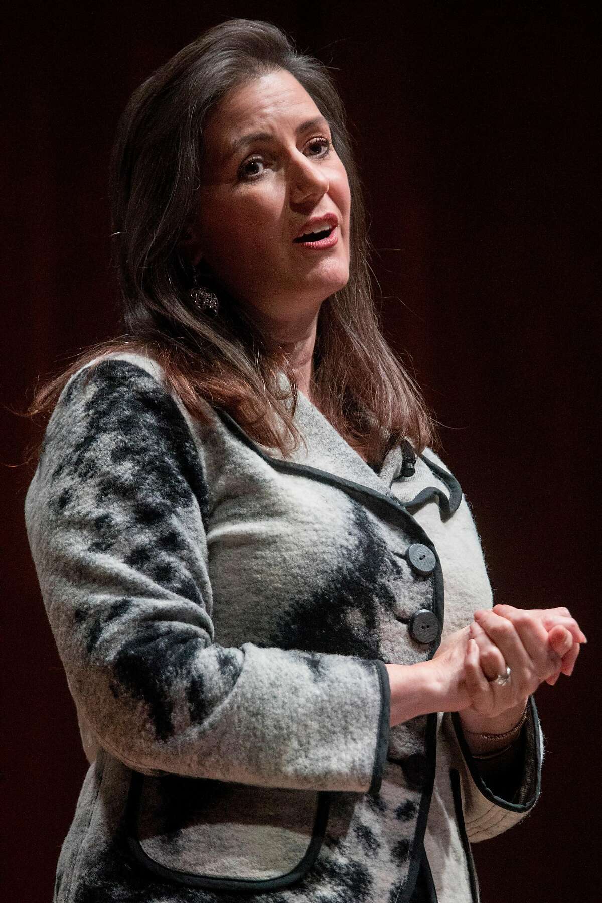 Oakland Mayor Libby Schaaf delivers her State of the City address at the Oakland Museum in Oakland, Calif. Friday, February 7, 2020.