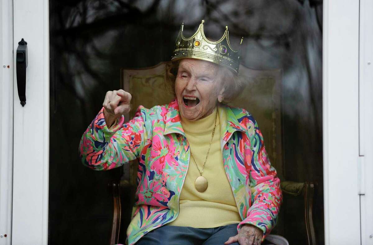 Katherine Reilly of New Canaan celebrated her 97th Birthday with family and neighbors, who paraded around the parking circle in front of her New Canaan, Connecticut home on April 2, 2020. The family and neighbors then gathered themselves together, observing socially acceptable distancing, singing Happy Birthday and toasting life while chanting three more years, which would reference Reilly's 100th Birthday salute.