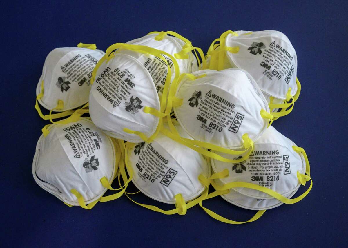 These medical grade N95 respirator face masks made by outdoor retailer Eddie Bauer were donated to Washington state’s Department of Enterprise Services. Note they have no external valves, meaning air is filtered when both inhaled and exhaled.