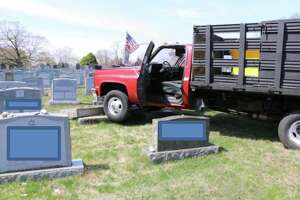 Fairfield: Stolen vehicle damages grave stones and cemetery property - Photo